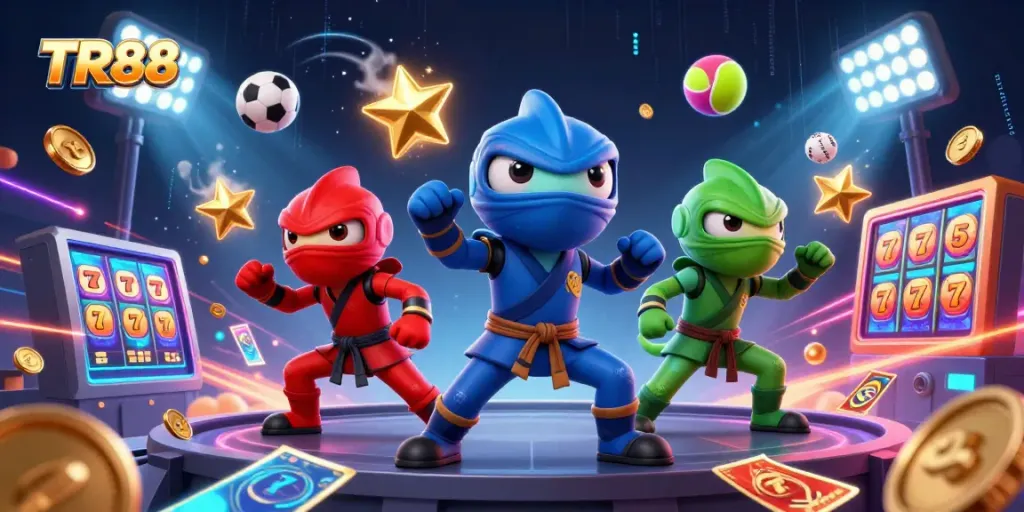 Engage in thrilling action with TR88 as chameleon ninjas showcase betting excitement.
