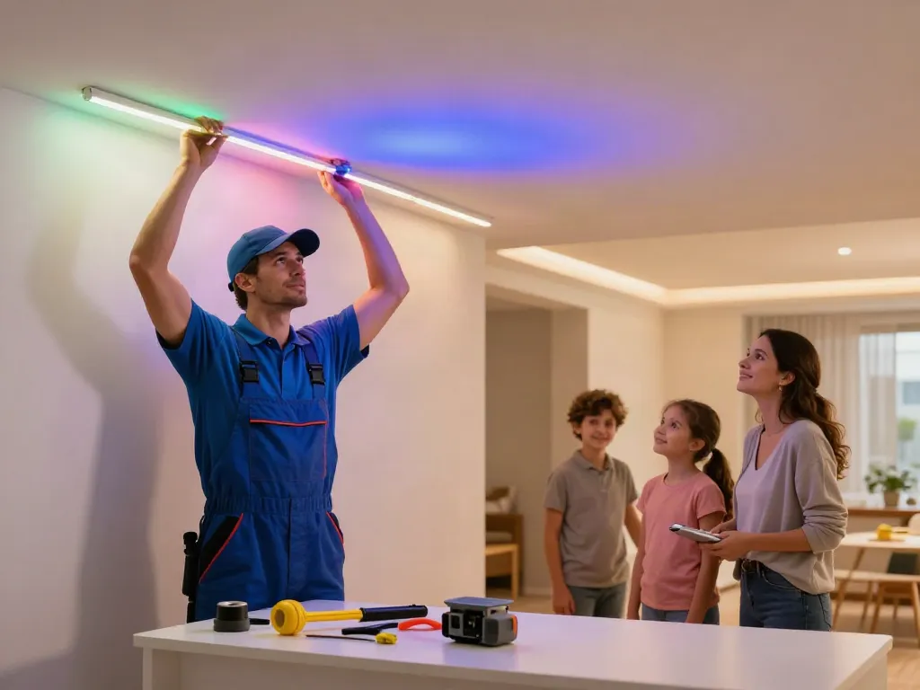 Banda LED utilizată de un profesionist de încredere în servicii locale de iluminat.