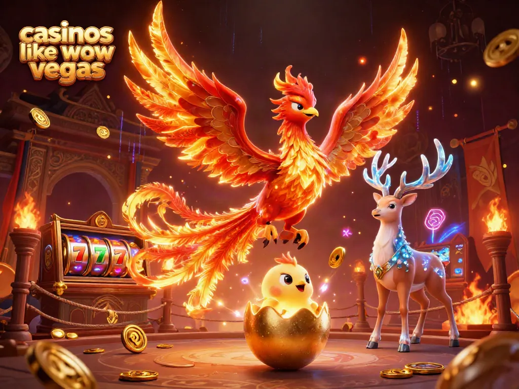 Winning at casinos like wow vegas with vibrant 3D phoenix and engaging slot elements.