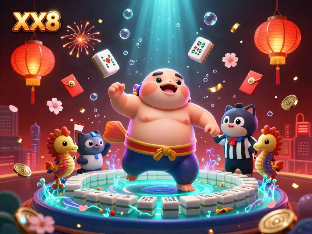 Engage in thrilling flushes with XX8's cartoon fugu in an energetic underwater casino ring.