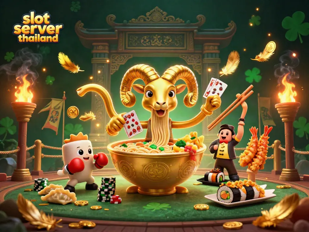 Experience slot server thailand's excitement with a vivid 3D casino scene featuring dynamic cartoon characters.