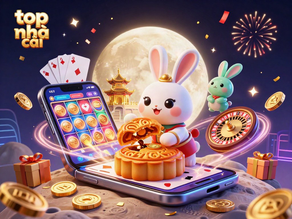 Experience thrilling gameplay with top nhà cái at a vibrant lunar-themed casino scene.
