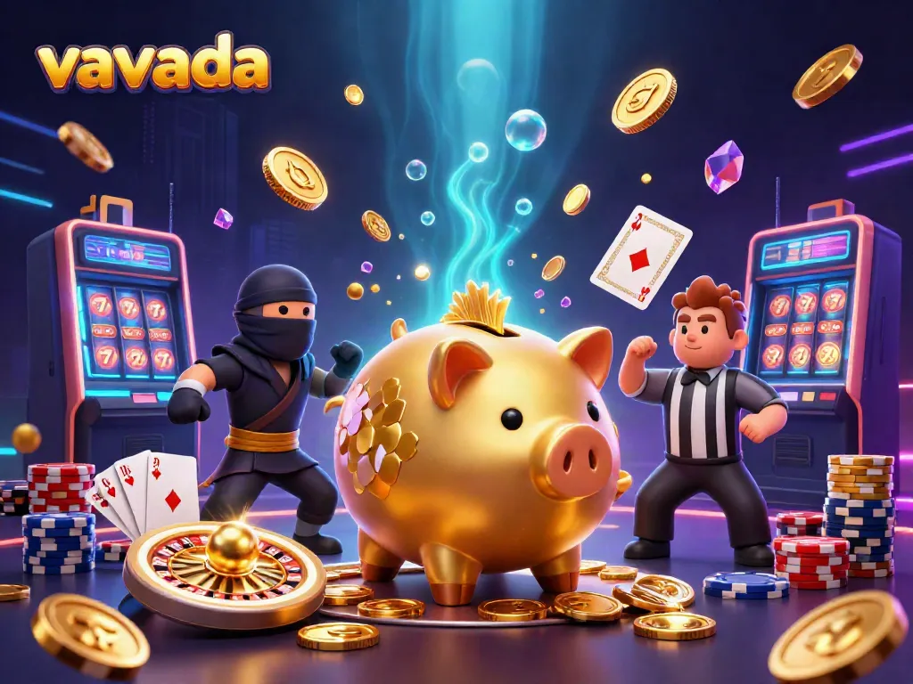 Experience the exciting world of vavada with a dynamic casino scene featuring vibrant characters and plentiful winnings.